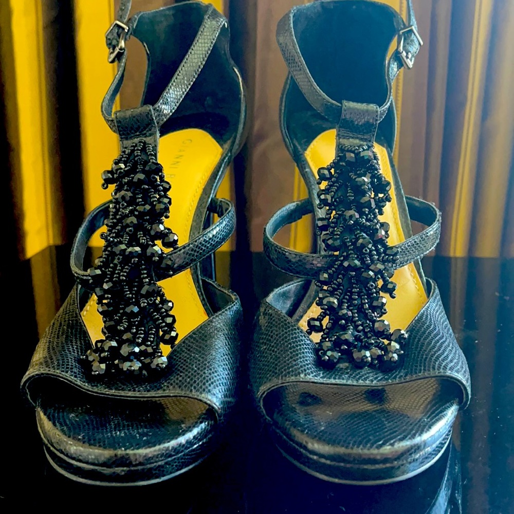 Black strap heels